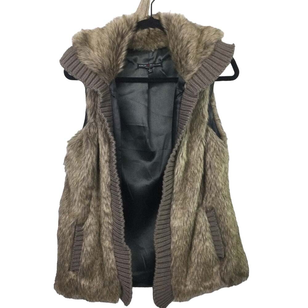 Ashley Premium Retro Penny Lane Shaggy Faux Fur Mob Wife Indie Sleaze Vest L